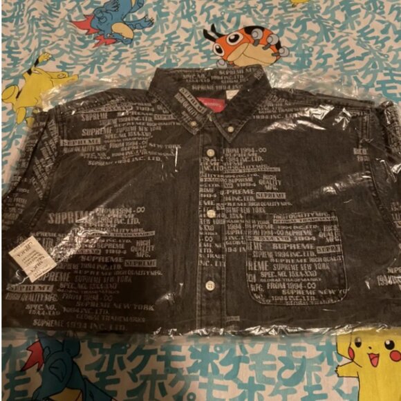 Supreme Trademark Jacquard Denim Shirt Washed Black Size Medium SS23 (Fast Ship) - Picture 3 of 7